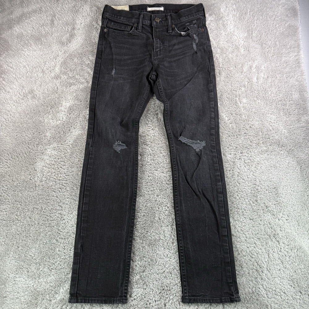 Abercrombie & Fitch Skinny Jeans Mens 28x30 Black Distressed Stretch Denim